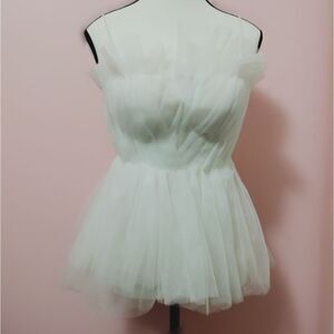 Liger Ballet Top White Tulle Bodice Top Padded Cups Asymmetrical Chest L…